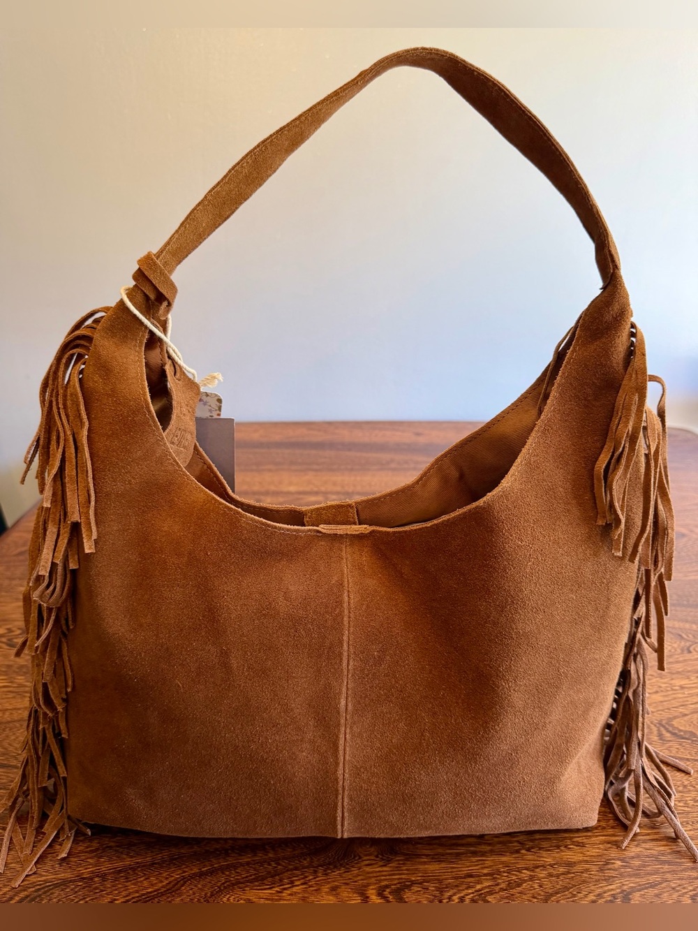 Haute Hippie Suede Fringe Hobo in Cognac Brown - Picture 2 of 12